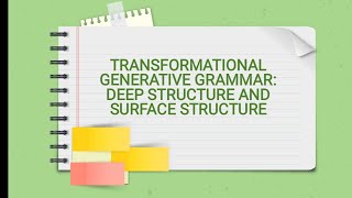 Transformational Generative Grammar Deep Structure and Surface Structure [upl. by Mccord774]