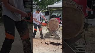 Brennan on the bounty log at Saw Fest sawfest2024 husqvarna stihl chainsaw novicelumberjack [upl. by Louth]