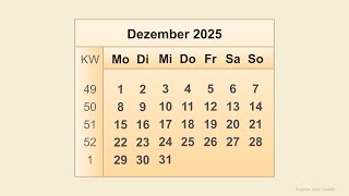 Kalender Dezember 2025 [upl. by Jillie776]