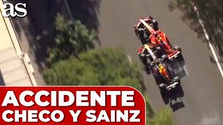 El ACCIDENTE de CHECO PÉREZ y CARLOS SAINZ en el GP de AZERBAIYÁN  FÓRMULA 1 [upl. by Irej]