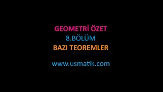 Geometri Formülleri8Bazı Teoremler [upl. by Amilah]