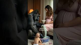 Gorilla foot washingnatureanimals explore beauty happy short shorts funny baby cute [upl. by Woothen]