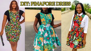 How to Cut and Sew a Simple Pinafore DressStep by step sewing a Short Dress Tutorial [upl. by Bentley]