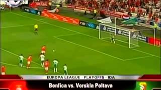 Benfica 4 vs Vorskla Poltava 0 EUROPA LEAGUE 2009 Cardozo Saviola [upl. by Farrish309]