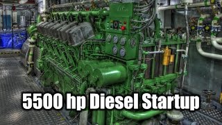 ABC Diesel Engine Startup Tugboat 5500 Horsepower [upl. by Albur316]