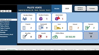 PILOTE VENTE  Outil Excel pour la gestion  BL Devis  Factures  Stock [upl. by Mandell707]