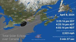 Total Solar Eclipse of April 8 2024 over Canada English [upl. by Proudman]