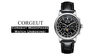 AliExpress Watch Unboxing  Corgeut Moonphase Annual Calendar Patek Philippe 5270 Homage [upl. by Lynnett]