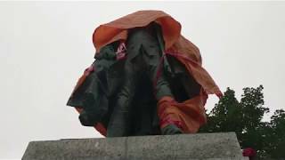 Halifaxs Edward Cornwallis statue vandalism July 15 2017 [upl. by Chasse]