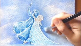 Elsa amp Anna ending scene painting FrozenLa Reine des Neiges [upl. by Yeclehc492]