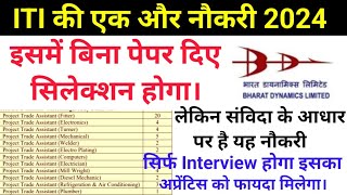 ITI Latest Recruitment 2024  ITI BDL Naukri 2024 संविदा के आधार पर। [upl. by Ase]