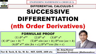 Successive Differentiation  Successive Differentiation Formula  nth Derivative Bsc 1st Year [upl. by Ayita744]