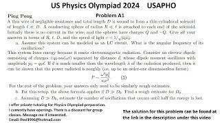 US Physics Olympiad 2024 USAPHO Problem A1 Electromagnetism LC circit Oscillations [upl. by Pond233]