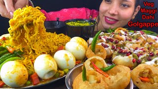 Eating Spicy🔥 Vegetable Maggi Masala Dahi Golgappe Golgappe With Chilli Street Food Mukbang Show [upl. by Nylla]