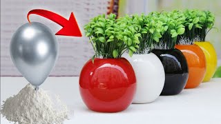 DIY White Cement Flower Pot  Paper Easy Cement Pottery Making [upl. by Ydnolem200]