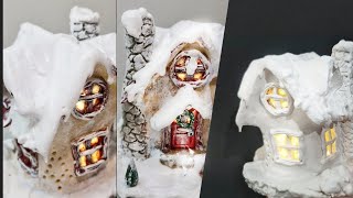 DIY Christmas Fairy House Lamp Using Jar Cardboard amp Air Dry Clay Craft Ideas [upl. by Einnad]