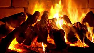 Warm Relaxing Night with Cozy Fireplace Burning 🔥 Relaxing Fireplace with Crackling Fire Sounds [upl. by Kenton]