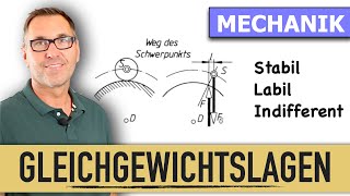 Die drei Gleichgewichtslagen  Standsicherheit  Kippmoment  Standmoment  Stabiles Gleichgewicht [upl. by Ravilob]