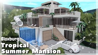 BLOXBURG Tropical Summer Mansion Speedbuild  Roblox House Build [upl. by Aneema]