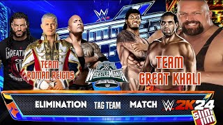 Roman Reigns The Rock and Cody Rhodes vs The Great Khali Big show and Giant Gonzalez  WWE 2K24 [upl. by Sams]