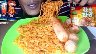 asmr mie Korean fiery chiken sosis kanzler dan bakso kanzler hot [upl. by Mendel]