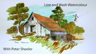 A Line and Wash watercolour tutorial by Peter Sheeler quick and easy style [upl. by Trumaine]