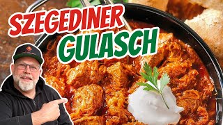 Gulasch Szegediner Art  Ungarisches Sauerkraut Gulyás im Dutch Oven [upl. by Merissa]