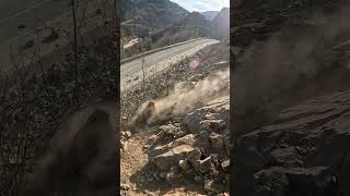 Clearing Hazardous Loose Rocks for Road Safety rockfall rockslide [upl. by Atiuqer]