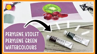 Perylene VIOLET amp GREEN watercolours by Winsor amp Newton  Sketchbook fruit painting [upl. by Lazar]