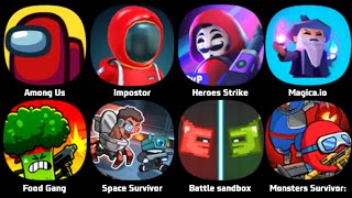 Among Us Impostor Heroes Strike Food Gang Space Survivor Battle Sandbox Monsters Survivor [upl. by Ardnuasac812]