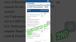 CRPF tradesman 2nd list out crpf crpftradesman2023 sscgdphysical ssc crpfresult [upl. by Nabatse]