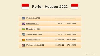 Ferien Hessen 2022 [upl. by Erihppas]