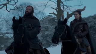 GoT 8x04  Arya amp the Hound leave Winterfell 1080p [upl. by Eicaj]