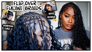 KNOTLESS FLIP OVER FULANI BRAIDS TUTORIAL  BOHEMIAN CURLS  Laurasia Andrea [upl. by Ahk203]