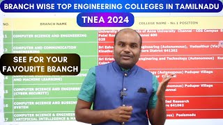 TNEA 2024 🪀TOP Engineering COLLEGES for EACH amp EVERY BRANCH  ALL 52 Branches  DETAILED Analysis [upl. by Norrahs]