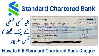 How to Fill Standard Chartered bank Cheque  Cheque Filling  Urdu Hindi [upl. by Gosnell143]