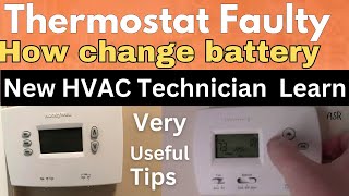 Central AC Digital thermostat defective how change battery Honeywell thermostat how open change [upl. by Zerat]