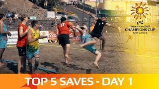 Top 5 Saves  Day 1  EHF Beach Handball Champions Cup [upl. by Edette]