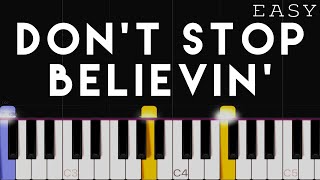 Journey  Dont Stop Believin  EASY Piano Tutorial [upl. by Aicargatla956]