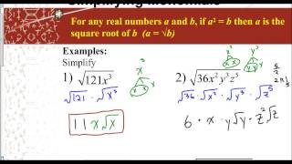 Review of Radicals  Simplifying Monomials [upl. by Lednahs771]