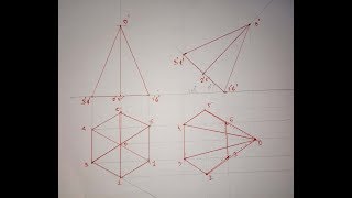 how to draw projection of a Hexagonal pyramid  All In One [upl. by Katt]