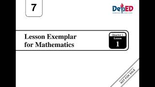 Grade 7 Q1W1Lesson Exemplar for Mathematics [upl. by Asirb]