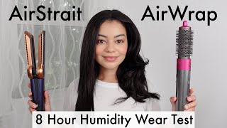 DYSON AIRSTRAIT VS AIRWRAP ON CURLY HAIR  8 HOUR HUMIDITY WEAR TEST 😱 [upl. by Eimrots]