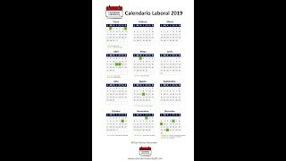 Calendario Laboral 2019  Festivos nacionales 2019 [upl. by Arrakat]