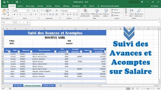 Automatiser le suivi des Avances et Acomptes consentis au personnels sur Excel [upl. by Warenne346]