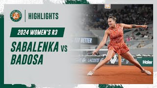 Sabalenka vs Badosa Round 3 Highlights  RolandGarros 2024 [upl. by Toblat66]