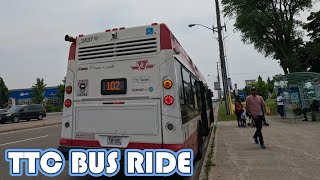 TTC 102 Bus Ride from Markham Rd amp Highway 7 to Steeles 3437 [upl. by Econah]