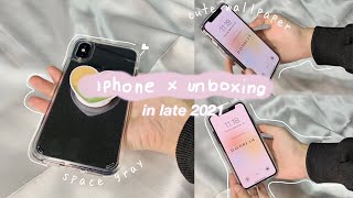 iphone x unboxing in late 2021🌸  accessories black [upl. by Arick594]