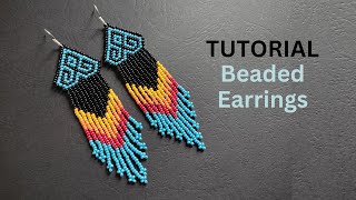 Beaded Earrings Tutorial Brick Stitch fringe Earrings Step by Step Jewelry Making [upl. by Lindell]