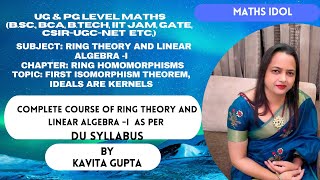 Lec17 First isomorphism theorem on rings  ideals are kernels Proof  in Hindi [upl. by Britney26]